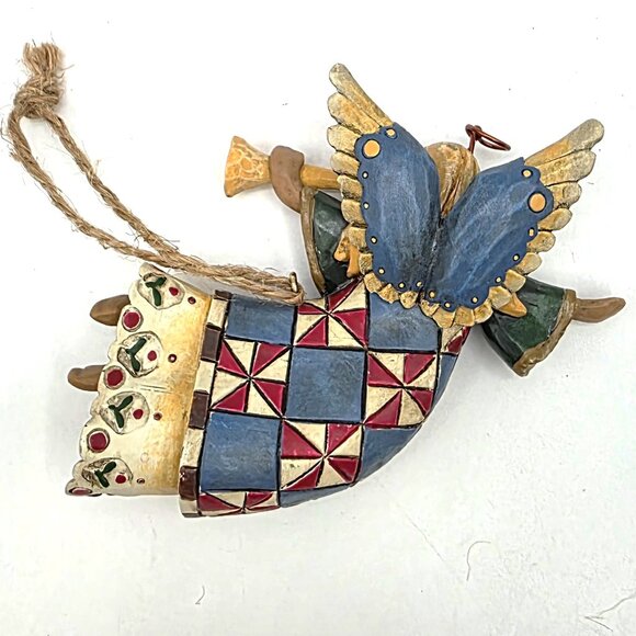 Jim Shore Heartwood Creek Enesco Angel With Trumpet 2002 Christmas Ornament 4" - Picture 6 of 8